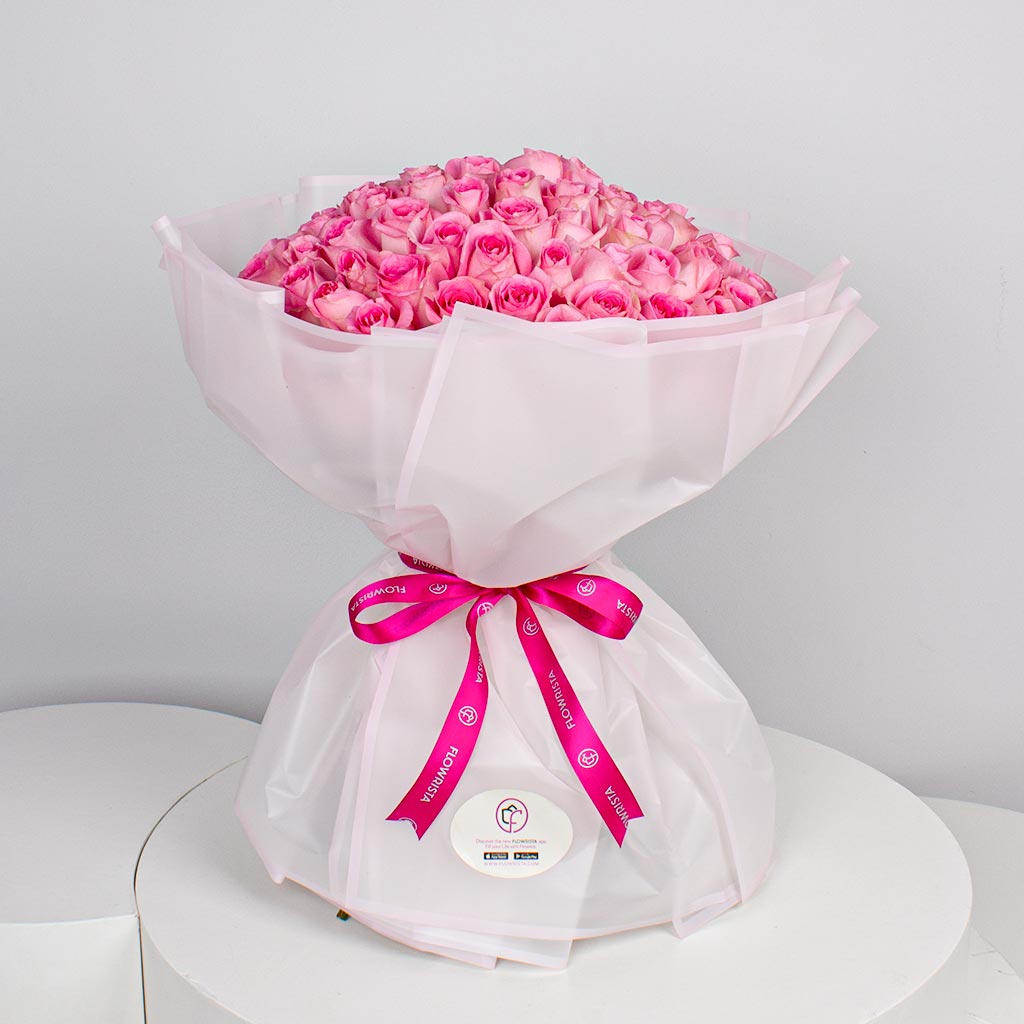 100 Pink Roses bouquet Your Best Way to Same Day Flowers Delivery ...