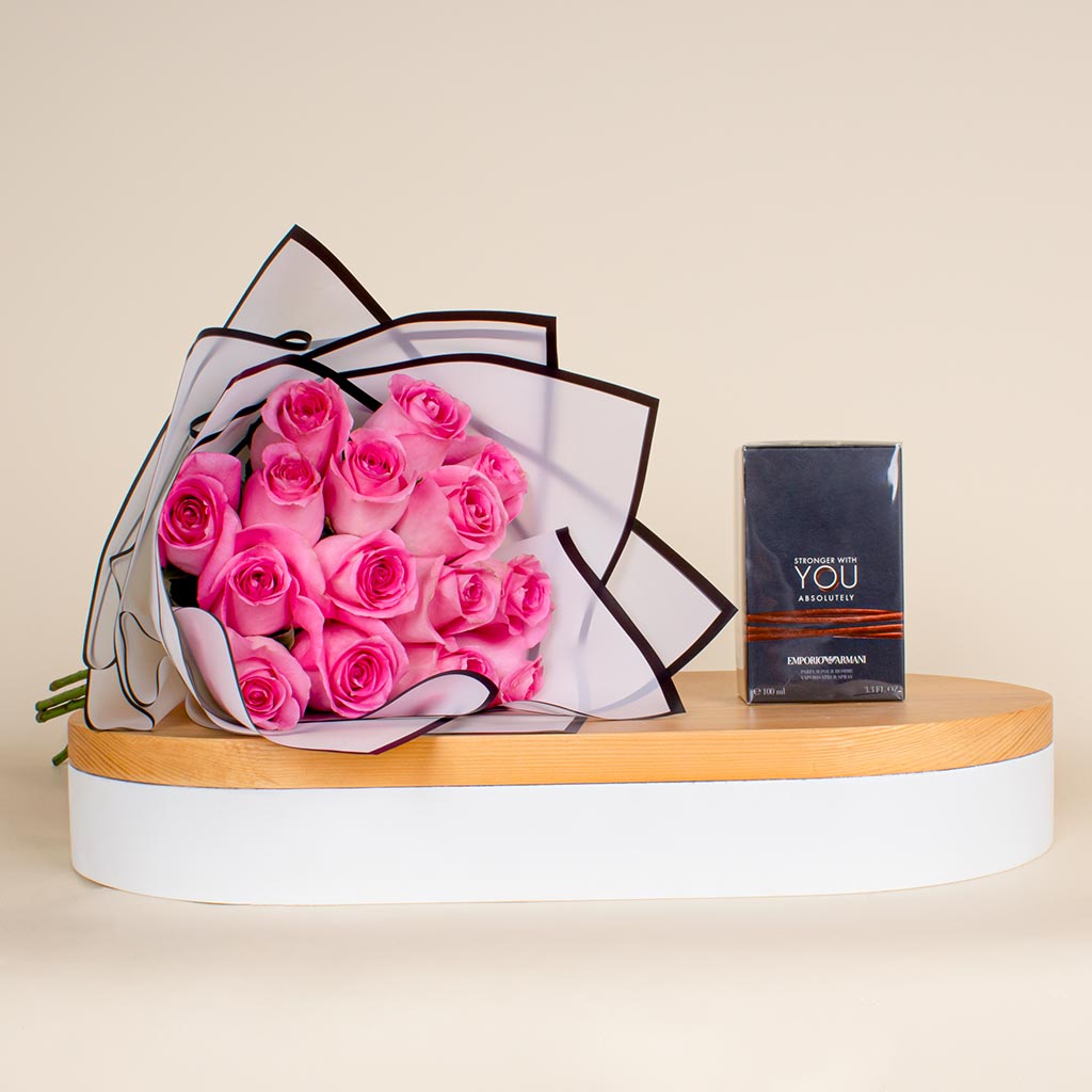 Giorgio Armani Stronger With You | 15 Pink Flower Hand Bouquet Your ...