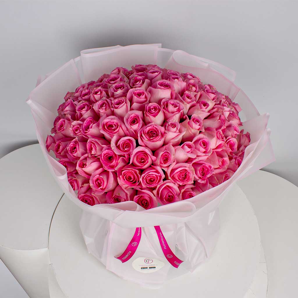 100 Pink Roses bouquet Your Best Way to Same Day Flowers Delivery ...