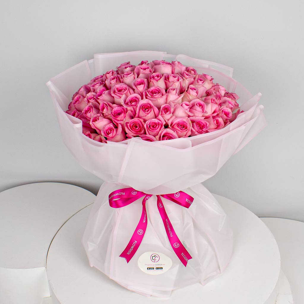 100 Pink Roses bouquet Your Best Way to Same Day Flowers Delivery ...