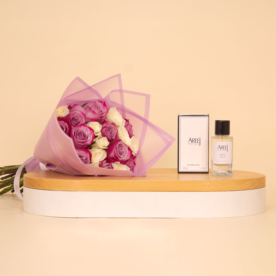 Flowrista Online Flowers Shop Areej Rose Oud with Mix Roses Bouquet